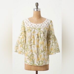 Anthropologie, Early Daffodils 🌼 blouse by HD Paris. Size 8